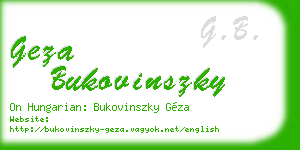 geza bukovinszky business card